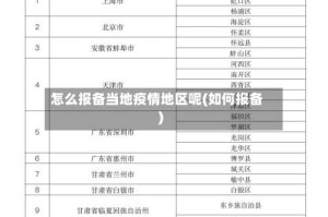 怎么报备当地疫情地区呢(如何报备)