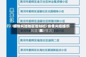 疫情风险地区告知栏/疫情风险提示单