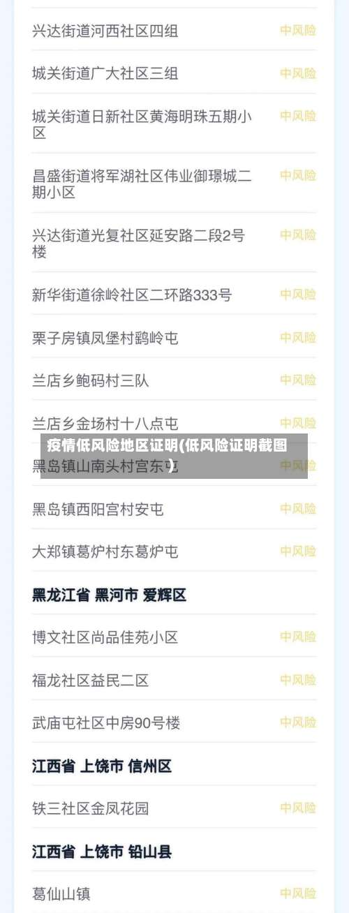 疫情低风险地区证明(低风险证明截图)-第1张图片