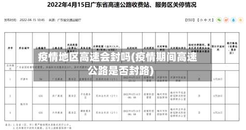 疫情地区高速会封吗(疫情期间高速公路是否封路)-第2张图片